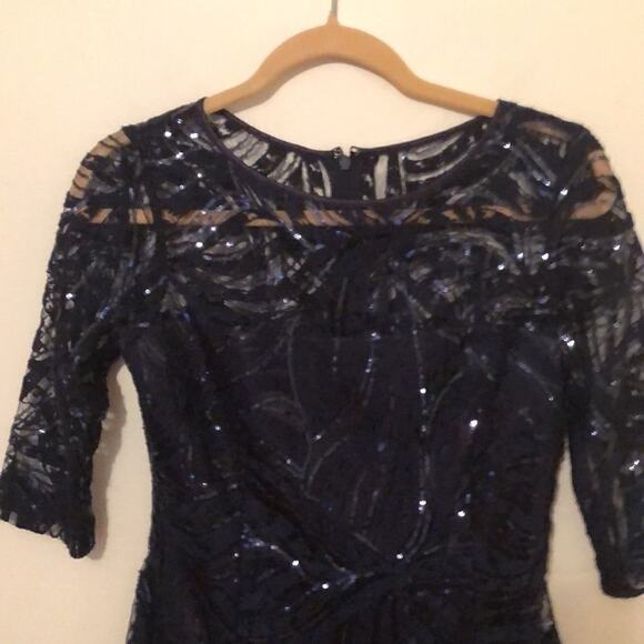 Navy Blue  Y2K Whimsigoth Lace and Sequin Dress  4P - Picture 1 of 5